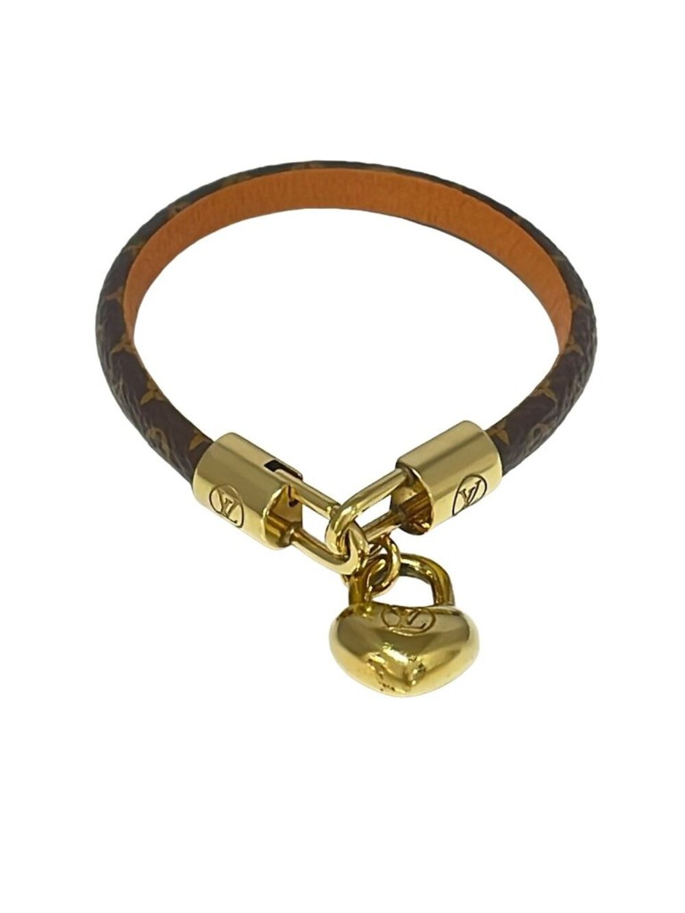 Louis Vuitton Bracelet Monogram Crazy in Lock Dark Brown Gold Heart